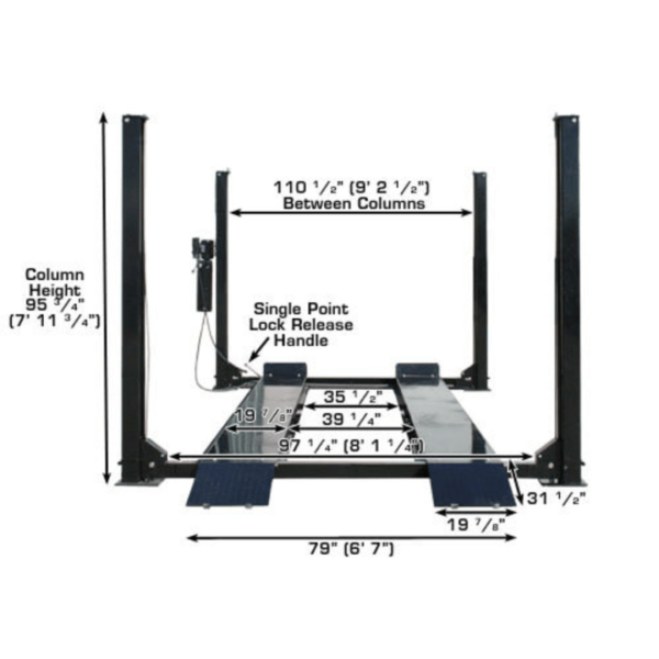 Atlas Garage PRO9000 4 Post Lift + RJ35 Sliding Jacks Combo - Image 10