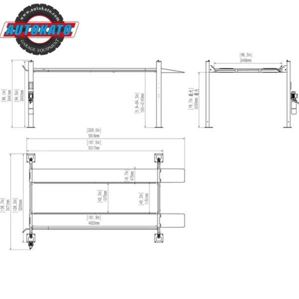 Katool KT-4H110 11,000 lbs 4 Post Lift - Image 13