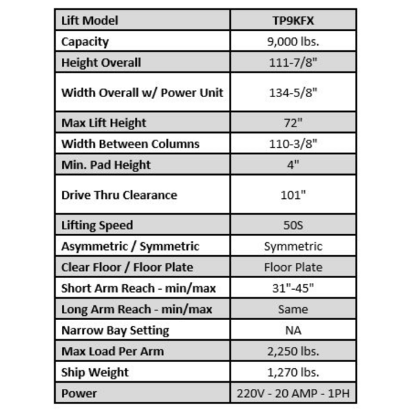 Valor VP9KFX 9,000 lb 2 Post Floor Plate - Symmetric - Image 12