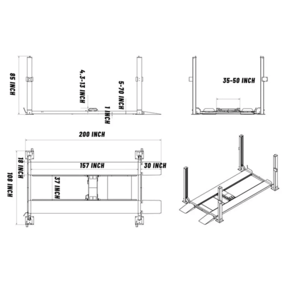 Katool KT-4H850 4 Post 8,500 lbs Heavy Duty lift - Image 15