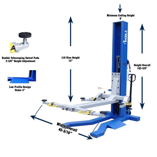 IDEAL iMobile MSC-6KLP 6,000 lb Low Profile Mobile Single Column Lift - Image 16