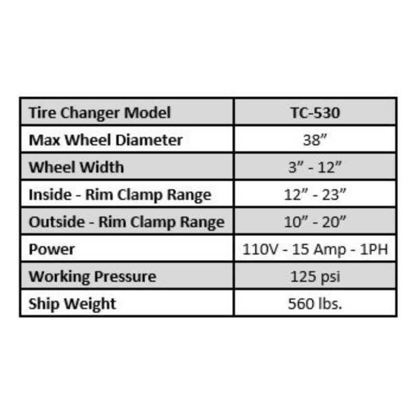Tuxedo TC-530 Tire Changer - Image 16