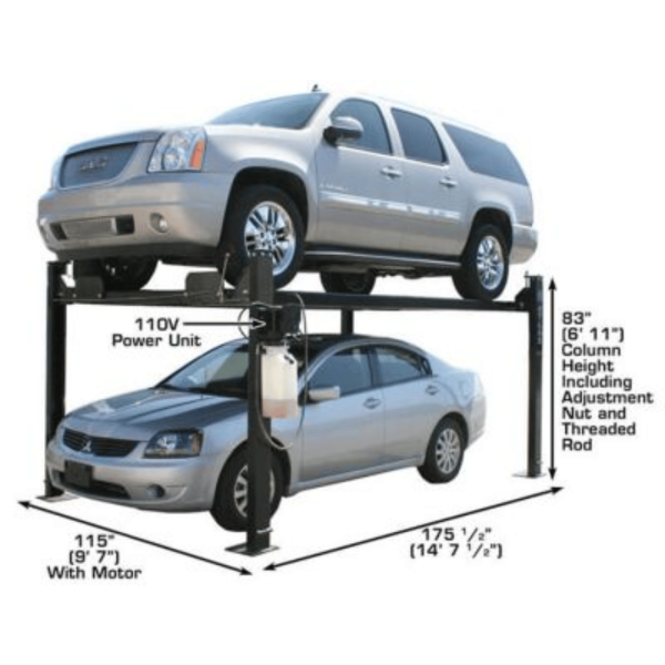 Atlas Garage PRO8000 4 Post Lift + RJ35 Sliding Jacks Combo - Image 3