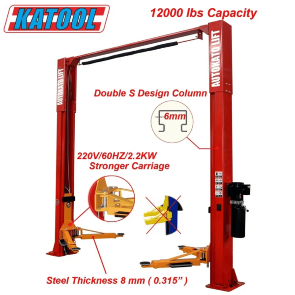 Katool KT-M120 12,000 lbs 2 Post Clear-floor Vehicle Lift - Image 3