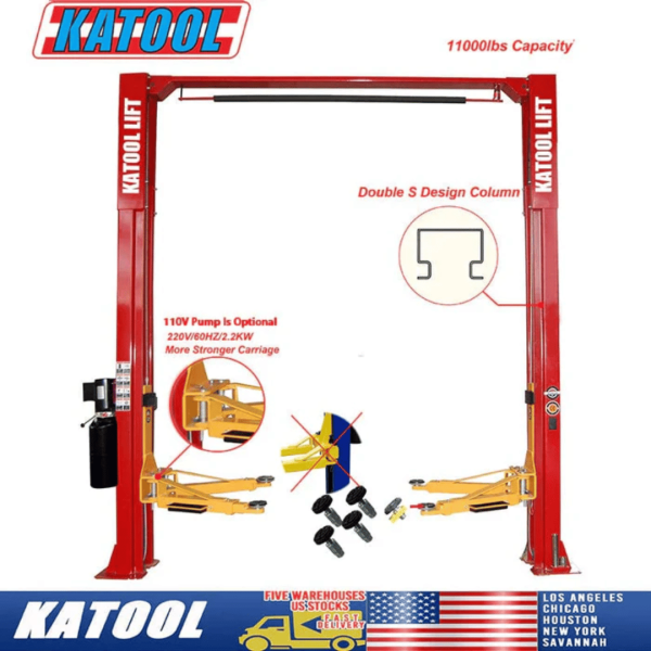 Katool KT-M110 11,000 lbs 2 Post Clear-floor Vehicle Lift - Image 3