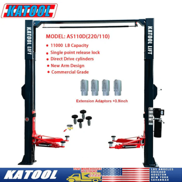 Katool KT-AS110D 11,000 lbs Asymmetrical 2 Post Lift - Image 2