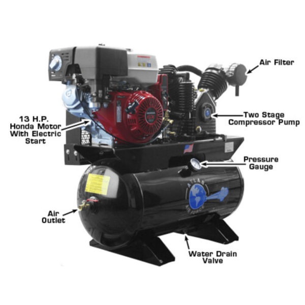 Atlas Air Force AF13 13HP 30 Gallon Gas-Powered Air Compressor - Image 2