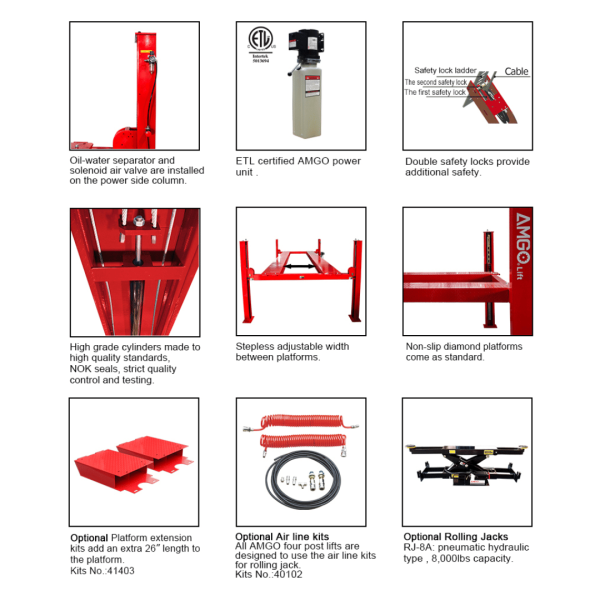 Amgo PRO-14E 14,000 lb 4 Post Lift - Image 2