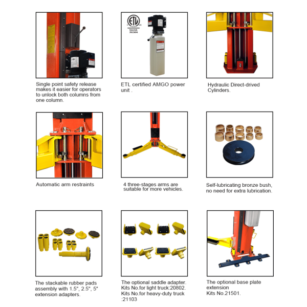Amgo OH-12S (Short) 12,000 lb 2 Post Lift - Image 2
