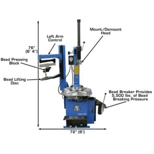 Atlas TC229LH Rim-Clamp Tire Changer with Assist Arm - Image 2