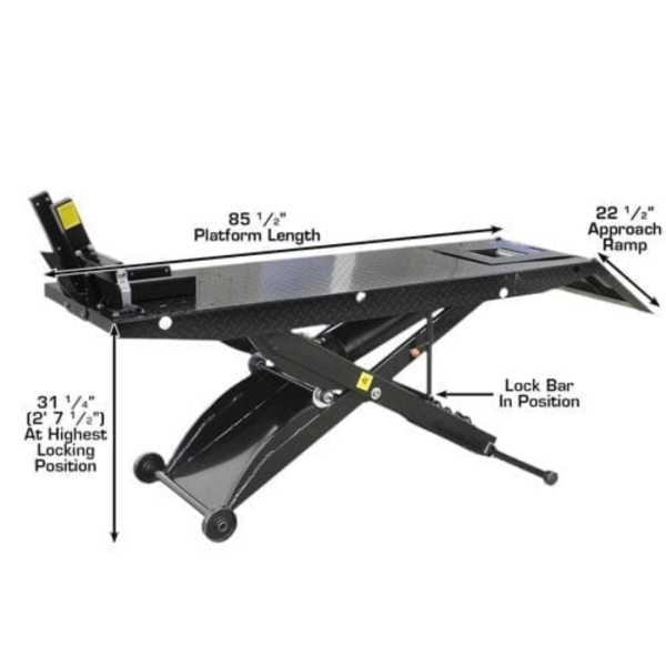 Atlas ACL Air Operated 1,000 lb Capacity Motorcycle Lift with Roller Plate - Image 2