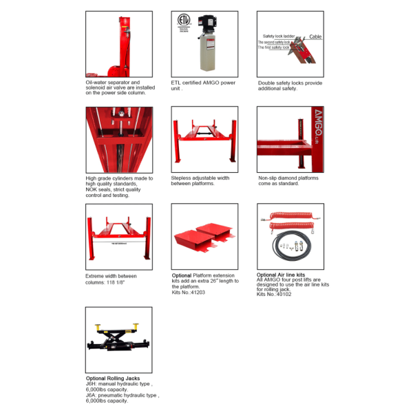 Amgo PRO-12ASX 12,000 lb 4 Post Alignment Lift - Image 2