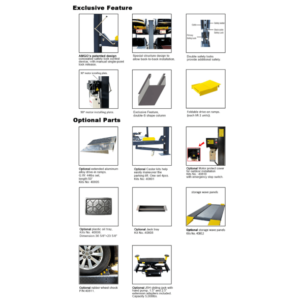Amgo 408-P 8,000 lb 4 Post Parking Lift - Image 2
