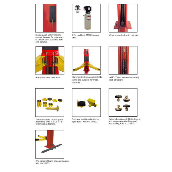 Amgo BP-9X 9,000 lb 2 Post Lift - Image 2