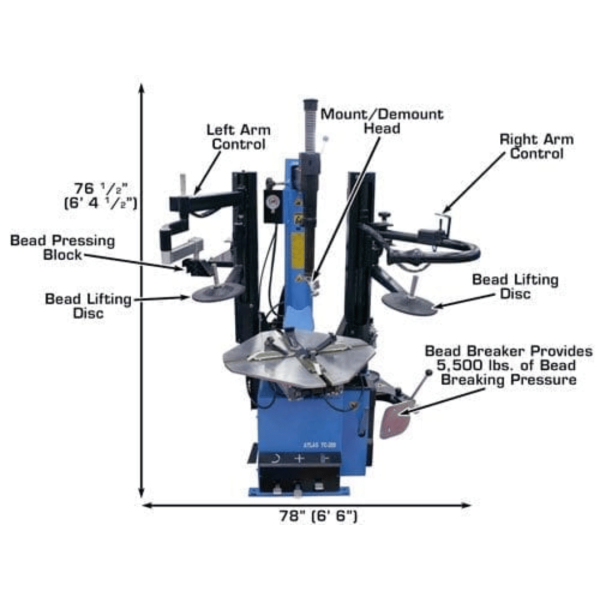 Atlas TC289DAA Tire Changer + WB11 Wheel Balancer Combo Package - Image 2