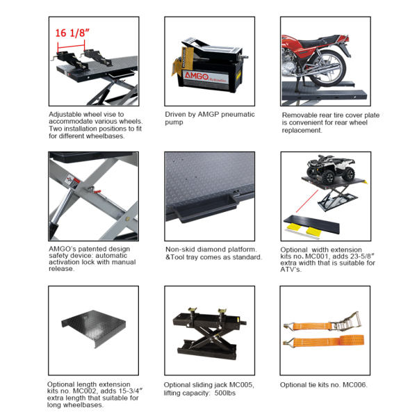 Amgo MC-1200P Motorcycle & Atv Lift - Image 2