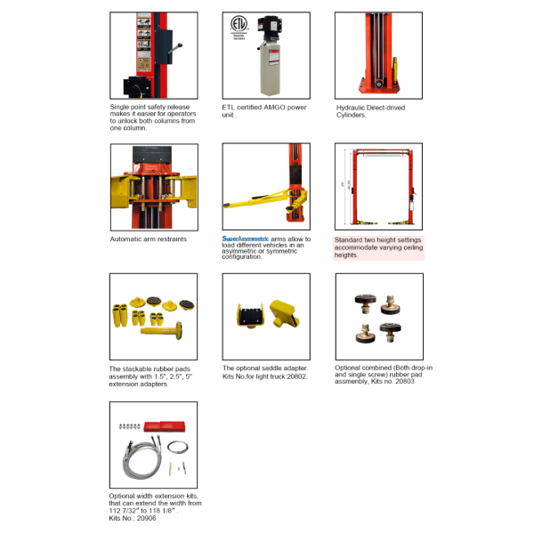 Amgo OH-10 10,000 lb 2 Post Lift - Image 2