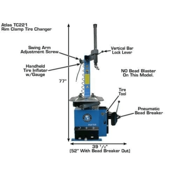 Atlas TC221 Tire Changer + WB11 Wheel Balancer Motorcycle Combo Package - Image 2