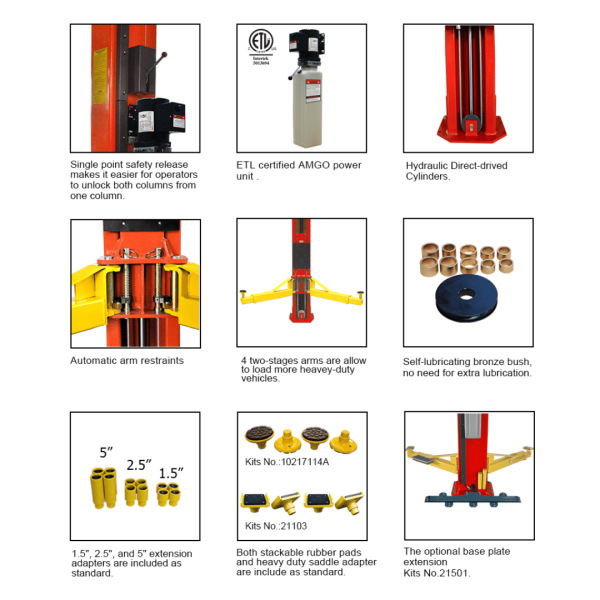 Amgo OH-15 15,000 lb 2 Post Lift - Image 2