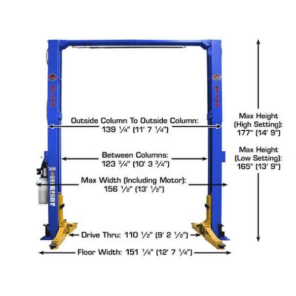 Atlas Platinum PVL12 ALI Certified Commercial Overhead 12,000 lb. Capacity 2-Post Lift - Image 3
