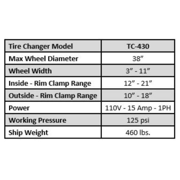 Tuxedo TC-430 Economical Tire Changer - Image 3