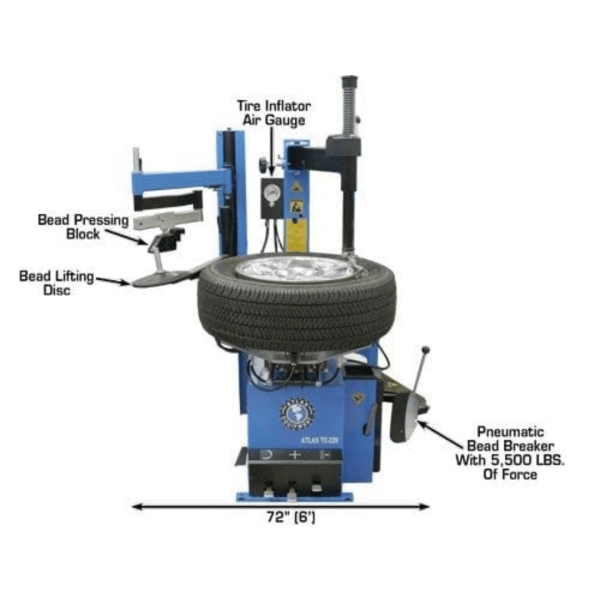 Atlas TC229LH Rim-Clamp Tire Changer with Assist Arm - Image 3