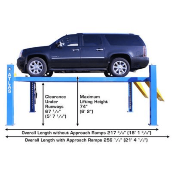 Atlas 414 14,000 lb Commercial 4-Post Lift + RJ8 Rolling Bridge Jacks Combo - Image 4