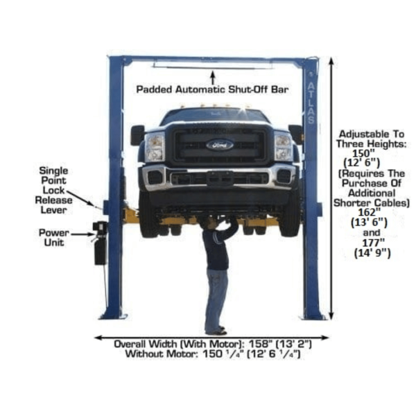 Atlas PV15PX 15,000 lb Overhead 2-Post Lift - Image 3