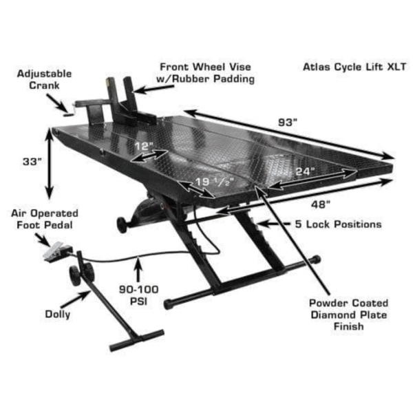 Atlas Cyclelift XLT 1,000 lb. Air-Operated Motorcycle/ATV Lift - Image 3