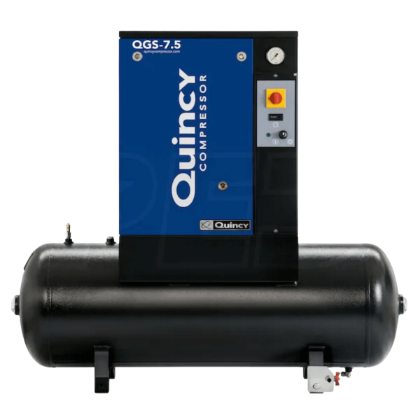 Quincy 4152051928 QGS 7.5 HP-1 7.5 HP 230 Volt Single Phase, 60 Gallon Horizontal Rotary Screw Air Compressor