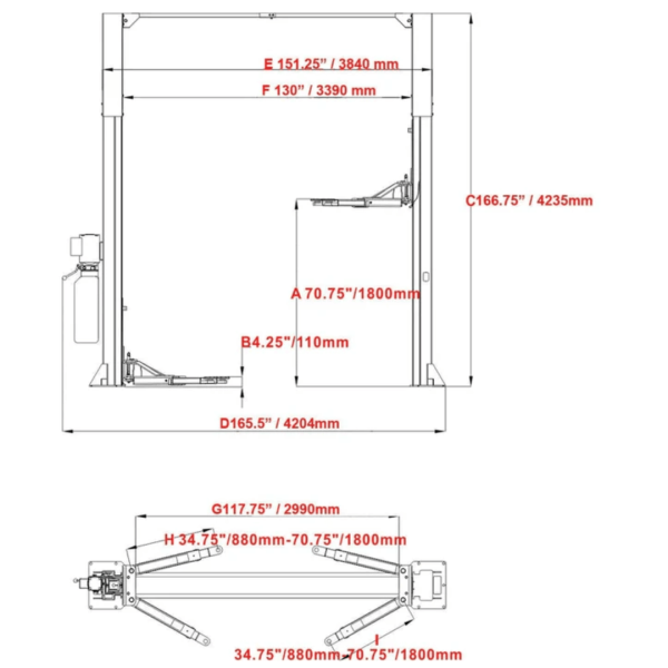 Katool KT-M120 12,000 lbs 2 Post Clear-floor Vehicle Lift - Image 2