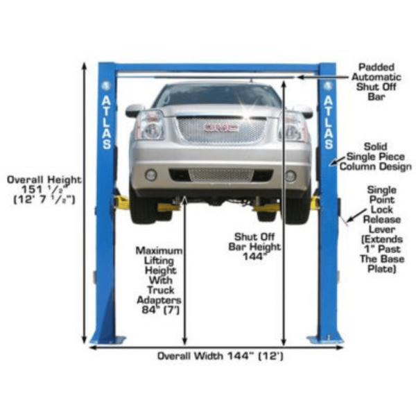 Atlas OHX10000X Commercial Grade Extra Tall 10,000 lb. Capacity 2-Post Lift - Image 4