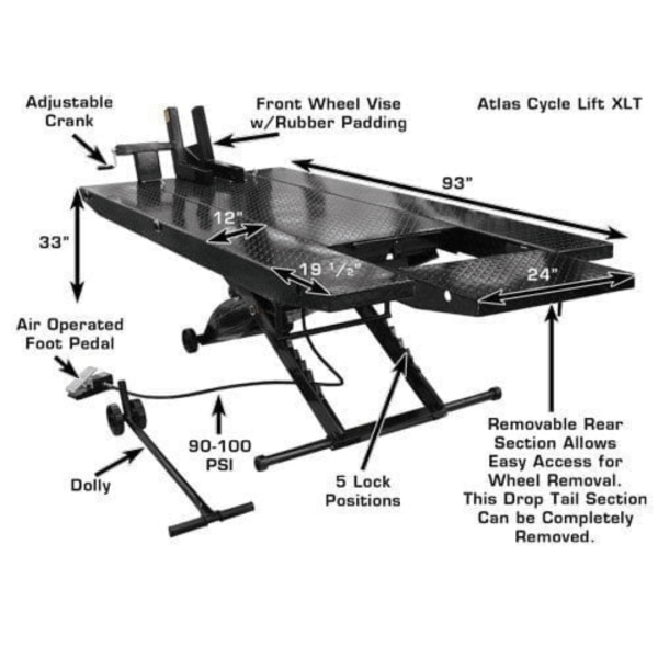 Atlas Cyclelift XLT 1,000 lb. Air-Operated Motorcycle/ATV Lift - Image 4