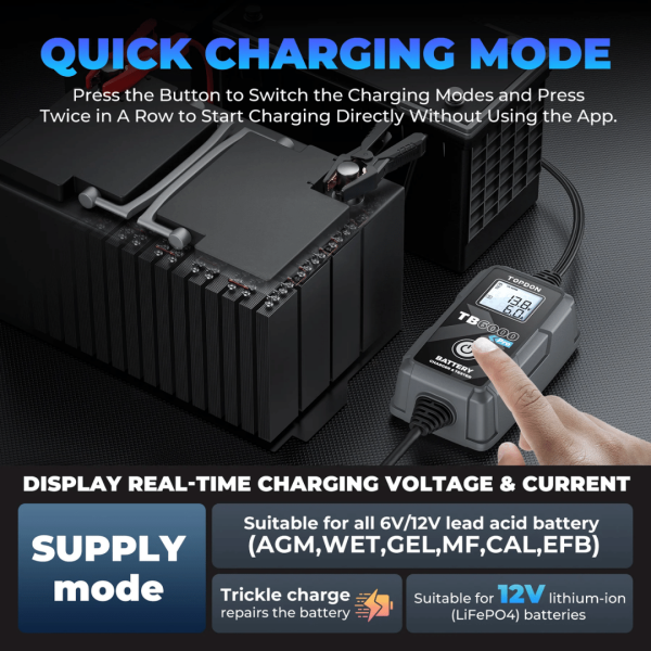 Topdon USA TB6000Pro 2-IN-1 Smart Car Battery Charger & Tester - Image 4