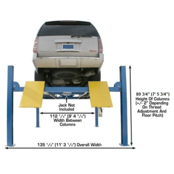 Atlas 412 12,000 lb Commercial  4-Post Lift + RJ6 Jacks Combo - Image 4