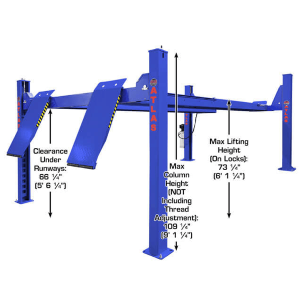 Atlas Platinum PVL14OF-EXT Open Front Alignment Lift + RJ7000 ALI Certified Rolling Jack Combo - Image 4