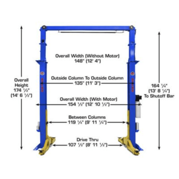 Atlas Platinum PVL15 ALI Certified Commercial Overhead 15,000 lb. Capacity 2-Post Lift - Image 5