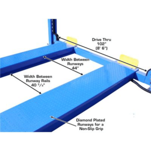 Atlas 414 14,000 lb Commercial 4-Post Lift + RJ8 Rolling Bridge Jacks Combo - Image 5
