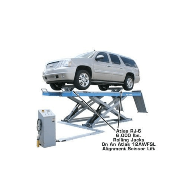 Atlas 12AWFSL Alignment Scissor Lift and RJ-6 Rolling Jack Combo - Image 23