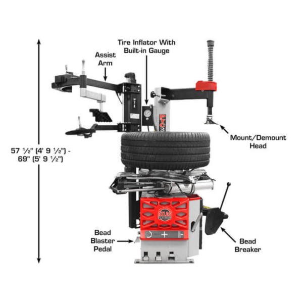 Atlas Platinum PTC300 Tire Changer + PWB50 Wheel Balancer Combo Package - Image 6