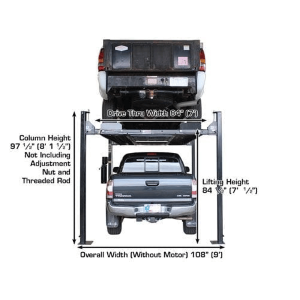 Atlas Garage PRO8000EXT-L 4 Post Lift + RJ35 Sliding Jacks Combo - Image 6