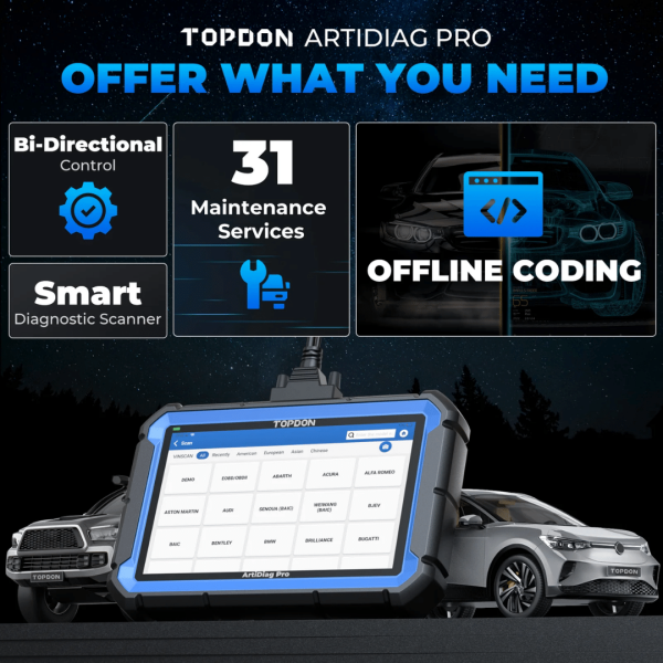 Topdon USA ArtiDiag Pro Car Diagnostic Scanner, Bi-Directional Control - Image 6