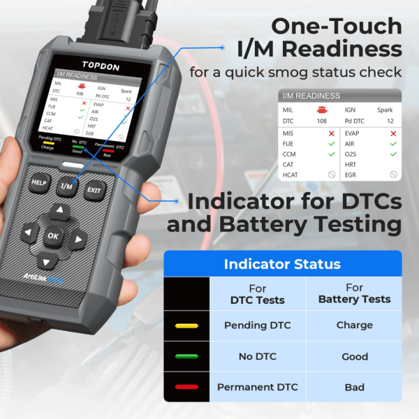 Topdon USA ArtiLink500B 2-in-1 OBDII Scanner and Battery Tester - Image 6
