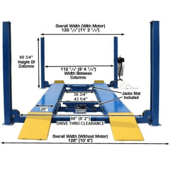 Atlas 412 12,000 lb Commercial  4-Post Lift + RJ6 Jacks Combo - Image 6