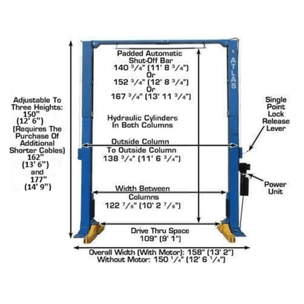 Atlas PV15PX 15,000 lb Overhead 2-Post Lift - Image 6