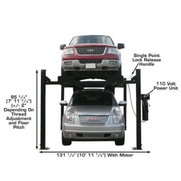 Atlas Garage PRO9000 4 Post Lift + RJ35 Sliding Jacks Combo - Image 4
