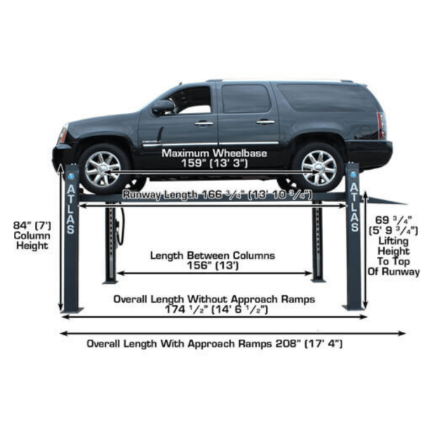 Atlas 408SL Super Deluxe Portable Hobbyist 8,000 lb. Capacity 4-Post Lift - Image 7