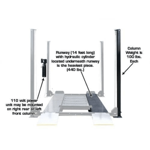 Atlas Garage PRO8000EXT Extra Tall Portable Hobbyist 8,000 lb. Capacity 4-Post Lift - Image 7