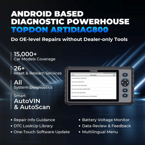 Topdon USA ArtiDiag800 Professional Diagnostic Tool - Image 7