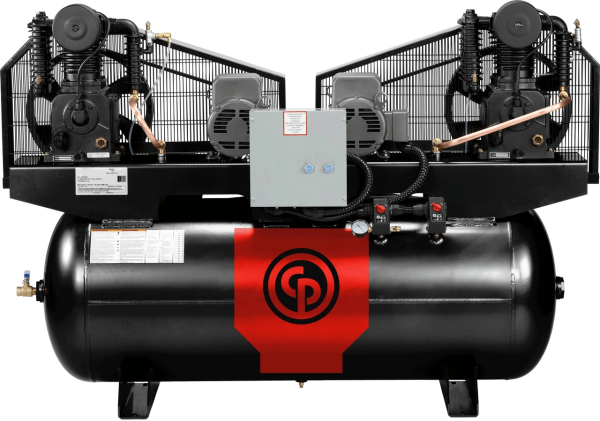 Chicago Pneumatic RCP-C15123D4 2 X 7.5 Hp 460 Volt Three Phase Two Stage Cast Iron 120 Gallon Duplex Air Compressor